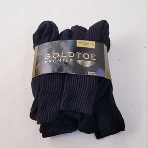 GoldToe Cotton Short Crew Socks 6 Pair Black